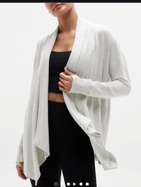 Athleta Pranayama Restore Wrap Sweater Light Heather Gray Sz2X